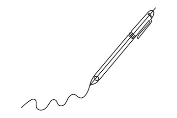 Pen sketch single line drawing, pen icon, pen logg design