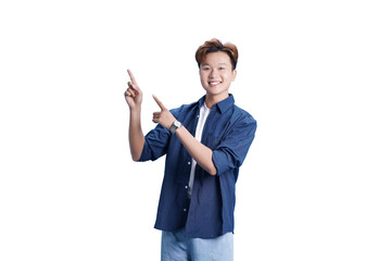 Enthusiastic Presentation: An energetic individual, brimming with confidence, points towards the...