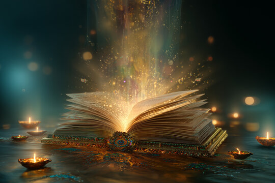 Magical Light and Particles Rising from the Bhagavad Gita