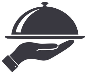Hand Serving Food Dish with Lid Icon