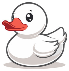 Cute cartoon duck character with a red beak in a playful vector illustration