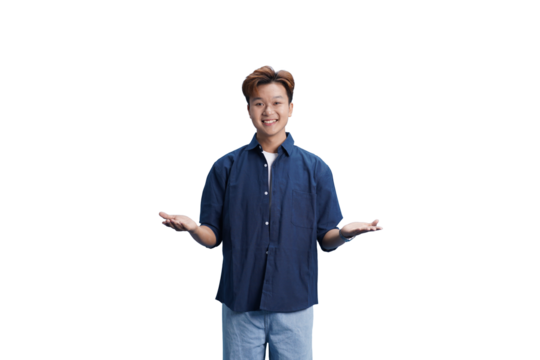 Enthusiastic Presentation: A cheerful individual, with arms outstretched, exuding an inviting and positive vibe. The setting suggests an environment of openness and receptiveness.