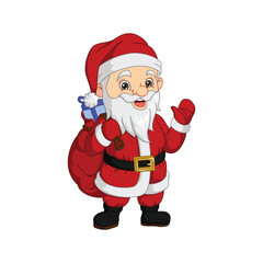 Fototapeta premium Santa Claus carrying gifts on white background