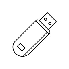 Outline drawing of flash drive on transparent background