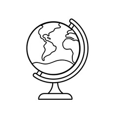 Outline drawing of a globe on transparent background