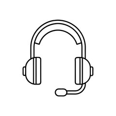 Outline drawing of a headset on transparent background