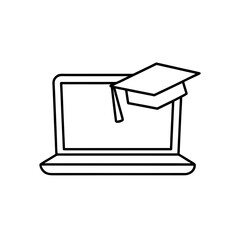 Laptop with graduation cap icon on transparent background