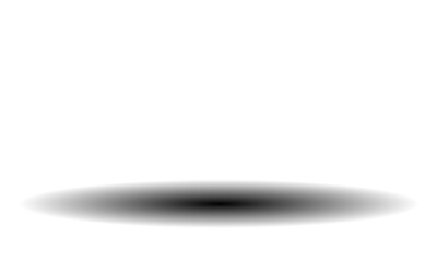 Soft black circular shadow effect for realistic object base, floor reflection, light blur, and depth design element on transparent background