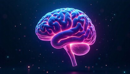 Fototapeta premium 3D Render of a Glowing Neural Brain Representing Artificial Intelligence and Digital Technology