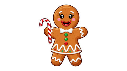 Gingerbread Man: A whimsical gingerbread man holds a candy cane, standing as a charming symbol of the holidays and festive cheer.
