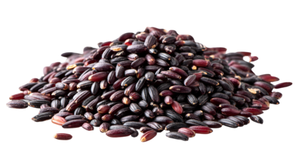 A large pile of dark red kidney beans against a stark black background