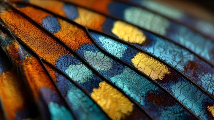 Abstract natural background from close-up of butterfly wing iridescent texture