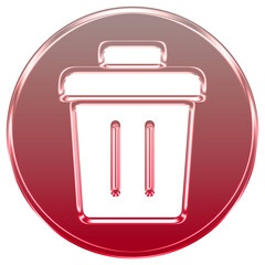 Red Delete Icon. Trash Bin Button Design.