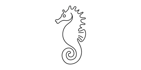 Fototapeta premium Elegant continuous line drawing of a seahorse with a curled tail and intricate details vector