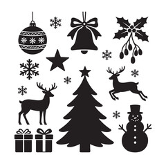 Monochrome Christmas Icons Collection