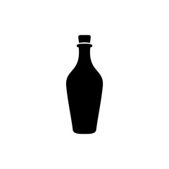 Olive oil bottle icon silhouette vector flat design on white background.