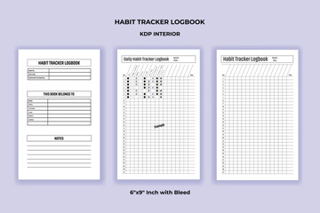 Habit Tracker Logbook Interior | Daily and Monthly Habit Tracking Journal Template for KDP Interior
