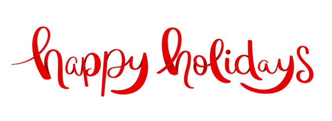 Fototapeta na wymiar HAPPY HOLIDAYS red brush calligraphy banner on transparent background