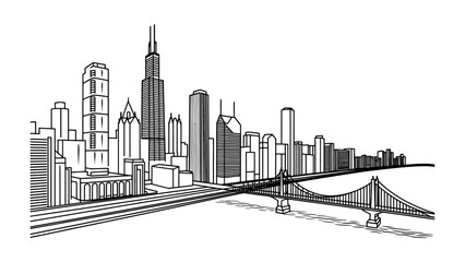 Skyline Serenity: The tranquil beauty of a cityscape, defined by its geometric architecture, capturing a sense of urban elegance.