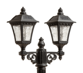 Elegant street lamps illuminating city streets urban isolated on transparent background