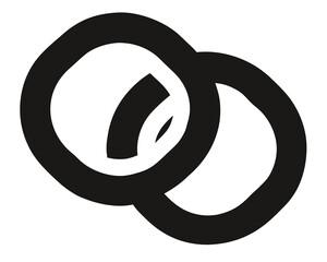 Two interlocking abstract rings with a hand drawn style