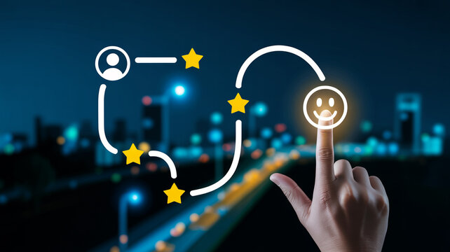 Digital user experience journey map with happy face user journey map customer experience