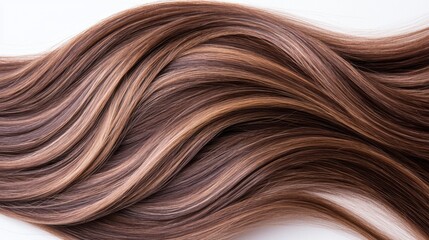 Naklejka premium Elegant strands of smooth, shiny hair flowing gracefully in a wave pattern, showcasing rich brown tones