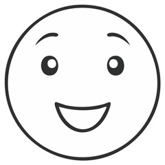 Fototapeta premium Simple Smiling Face Icon Emoticon with Eyes and Mouth Outline Vector Illustration