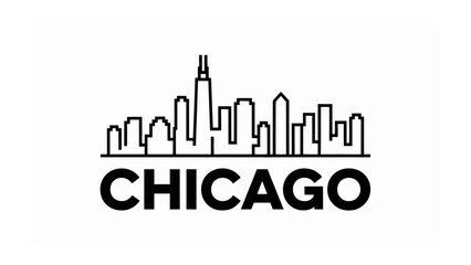 Chicago Skyline Silhouette: A clean, minimalistic outline showcases the iconic Chicago skyline, with a bold typography accentuating the city's name.