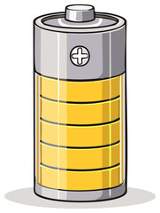 Illustrated single cell battery with power level indicator for device equipment and resource preservation