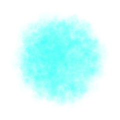 Round light blue smoke cloud on transparent background with soft edges and realistic texture for design and compositing