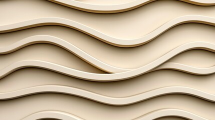 Abstract wavy wall design in soft beige tones, showcasing flowing curves and smooth textures for modern interiors
