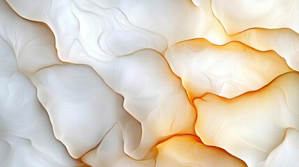 Abstract marbled texture of soft white and warm orange waves creating a gentle flow and elegance