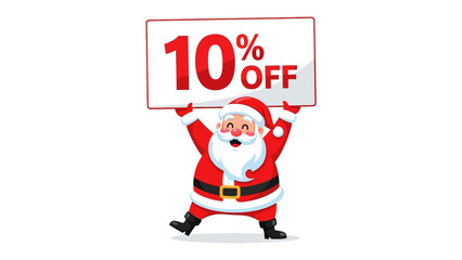 Santa's Discount: Santa Claus enthusiastically announces a 10% discount, bringing holiday cheer and savings to everyone. A symbol of generosity and value.