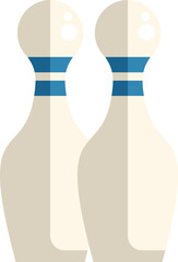 Two bowling pins are standing upright, ready for a game of bowling