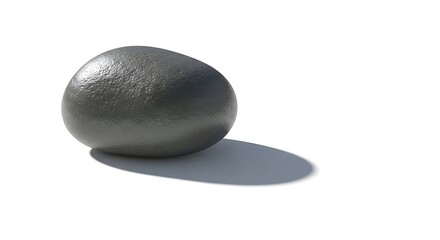 Smooth Pebble Single Rock Isolated 3D Render Shadow