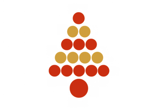 Christmas tree formed by red and yellow dots on a transparent background, symbolizing festive holidays and winter celebration - Powered by Adobe
