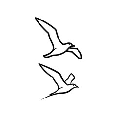 Two seagulls in flight a symbol of freedom and the open sky and ocean journeys vector