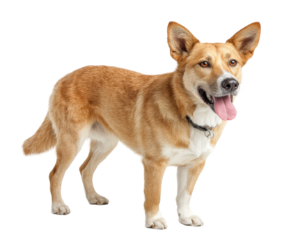 Playful dog in animal portrait bright isolated on transparent background