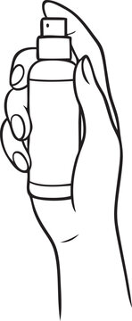 hand holding spray bottle, black outline clip art preview