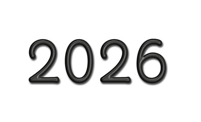 Minimalist 2026 Gold Metallic Text Isolated on Transparent Background – Modern  with Subtle Shadow and 3D Effect for New Year Celebration, Design, or Decoration Use