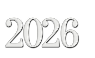 White Textured 2026 Number on Plain White Background – Minimal 3D Embossed Typography Design for New Year, Modern Graphic Element, Clean Branding Template, or Event Decoration