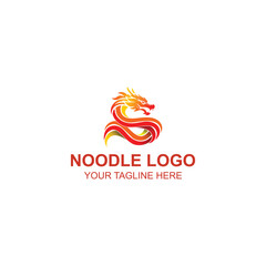 Dynamic Dragon Noodle Logo Coiled S Shape Symbol Fiery Red Orange Gradient Creative Illustration