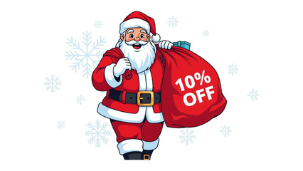 Festive Christmas Discount: A jolly figure, the embodiment of Christmas spirit, is here to offer a festive discount, a symbol of seasonal cheer.
