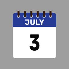 calendar july 3 icon vector reminder for important deadlines and special events this autumn season