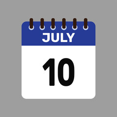 calendar july 10 icon vector reminder for important deadlines and special events this autumn season