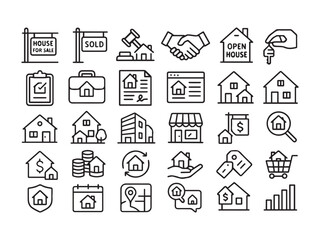 Fototapeta premium Business Teamwork & Collaboration Line Icons Set.