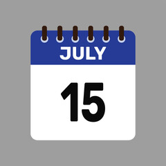 calendar july 15 icon vector reminder for important deadlines and special events this autumn season