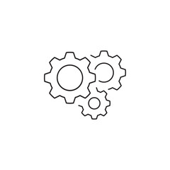 Gears outline icon. Can be used for any platform action promotion and advertising mockup. Isolated symbol sign used for: mobile, app, design, web, dev, ui, ux, gui. EPS 10. For your project.