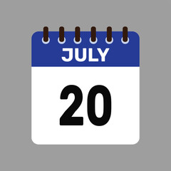 calendar july 20 icon vector reminder for important deadlines and special events this autumn season